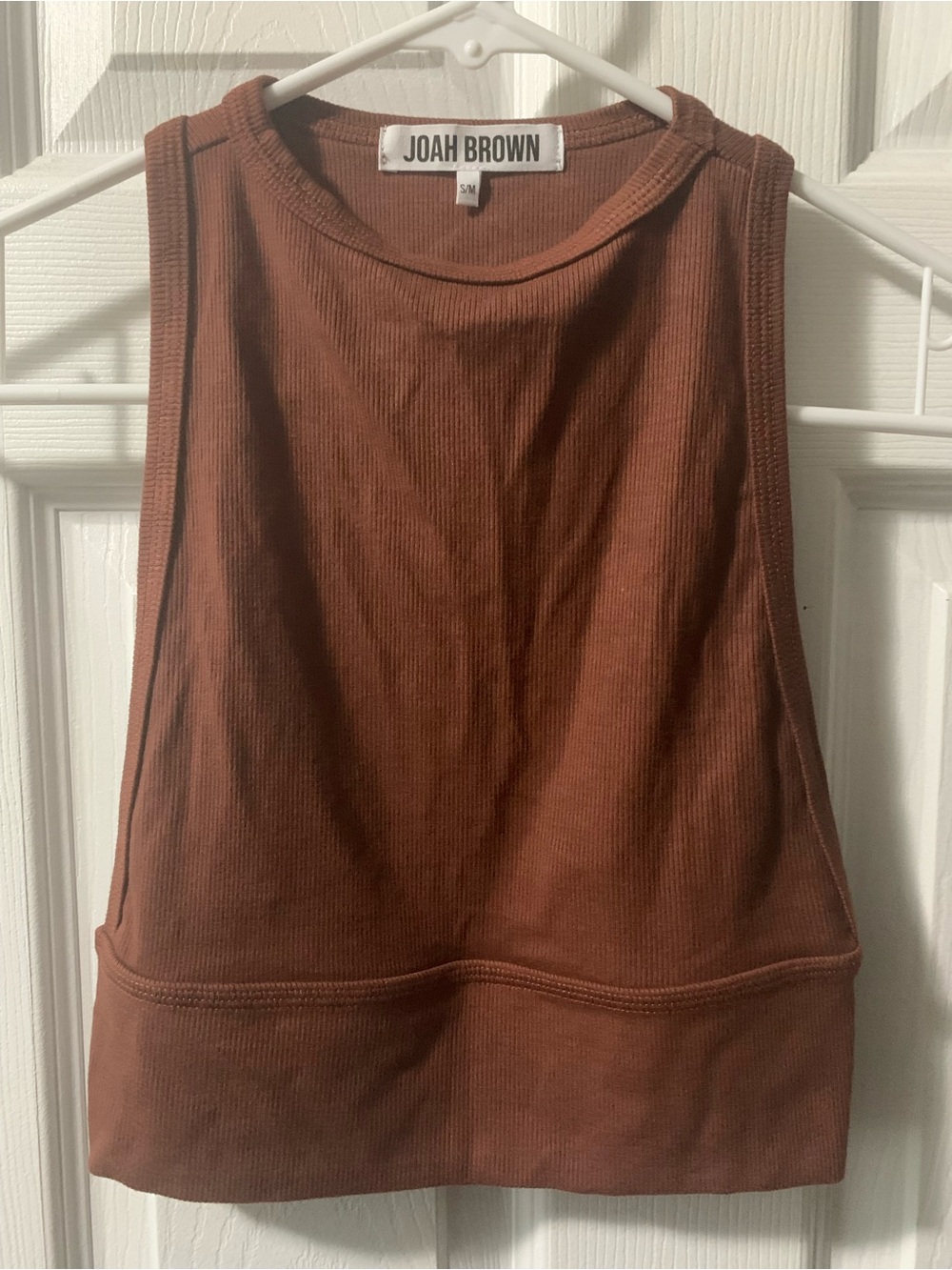 Joah Brown Ribbed Sleeveless Tank Top in Rust Brown